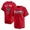 Atlanta Braves #7 Ha-Seong Kim Player Red AmberGomez Limited Home Game Stitched Jerseys