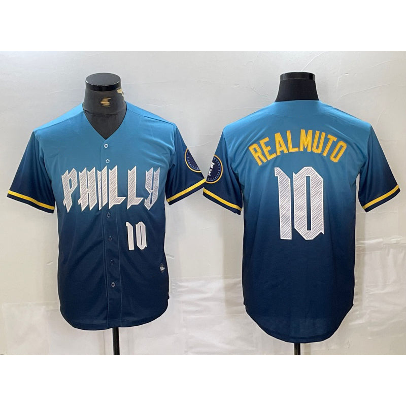 Philadelphia Phillies #10 JT Realmuto Number Blue AmberGomez 2024 City Connect Limited Stitched Jersey 2