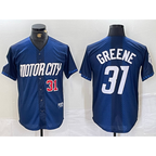 Detroit Tigers #31 Riley Greene 2024 Navy AmberGomez City Connect Cool Base Limited Stitched Jersey