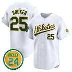 Oakland Athletics #25 Brent Rooker White AmberGomez 2024 Home Limited With Rickey Henderson Patch Stitched Jersey