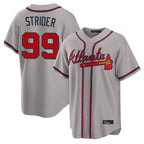 Atlanta Braves #99 Spencer Strider Player Gray AmberGomez Home Game Stitched Jerseys