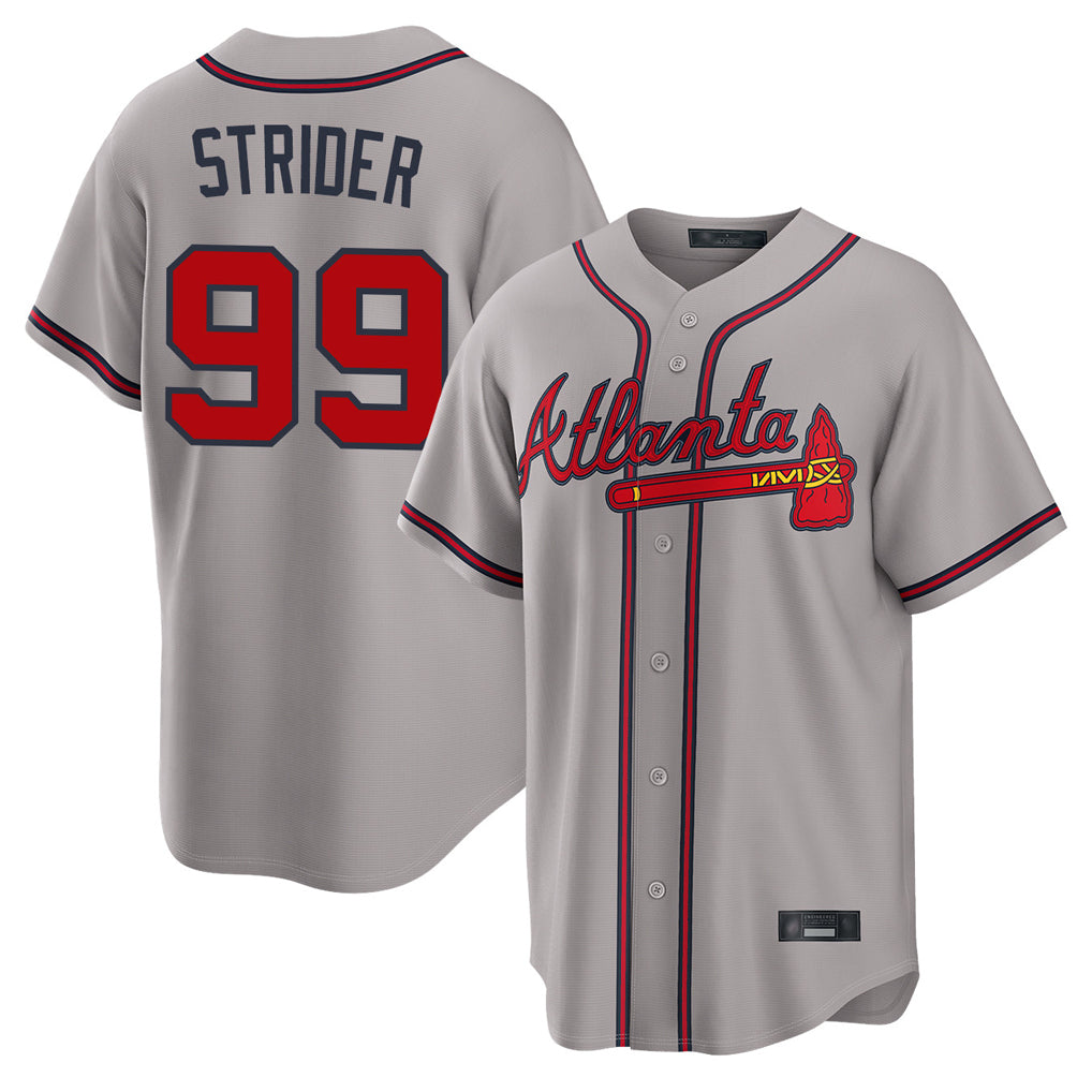 Atlanta Braves #99 Spencer Strider Player Gray AmberGomez Home Game Stitched Jerseys