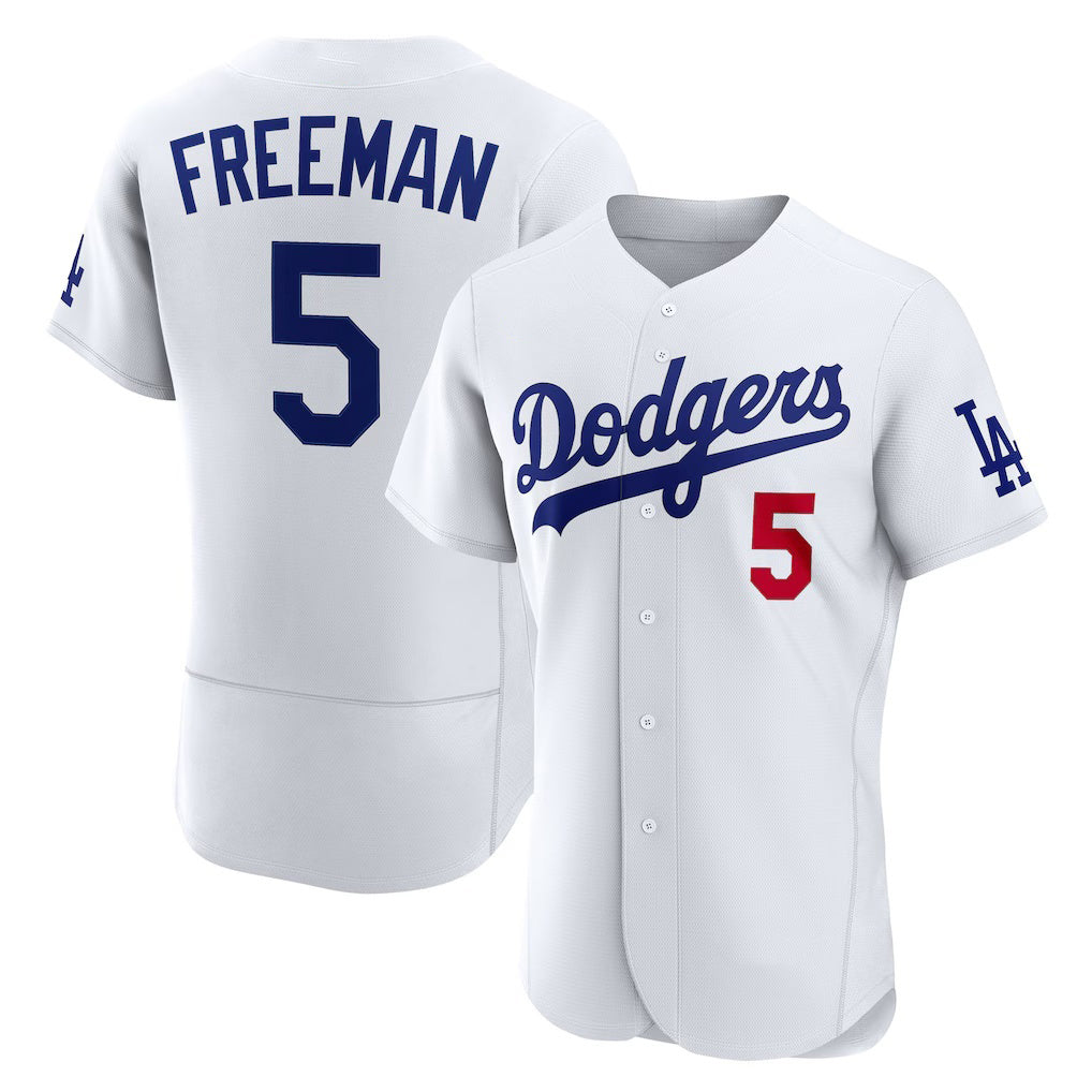 Los Angeles Dodgers #5 Freddie Freeman White AmberGomez Home Authentic Jersey