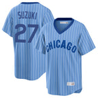 Chicago Cubs #27 Seiya Suzuki Player Blue AmberGomez T-shirt Cooperstown Collection Limited Stitched Jerseys