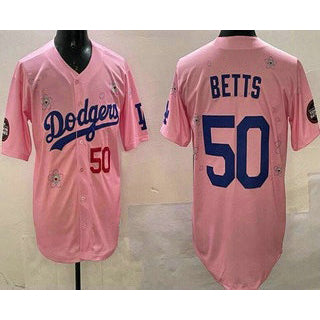 Los Angeles Dodgers #50 Mookie Betts Pink AmberGomez 2025 Tokyo Series Limited Jersey