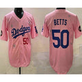 Los Angeles Dodgers #50 Mookie Betts Pink AmberGomez 2025 Tokyo Series Limited Jersey
