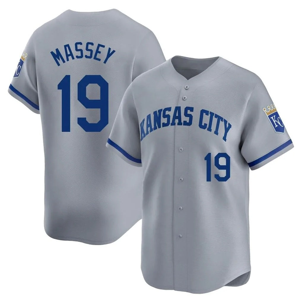 Kansas City Royals #19 Michael Massey Player Gray AmberGomez Limited Home Stitched Jerseys