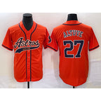 Houston Astros #27 Jose Altuve Orange AmberGomez With Patch Cool Base Stitched Jersey