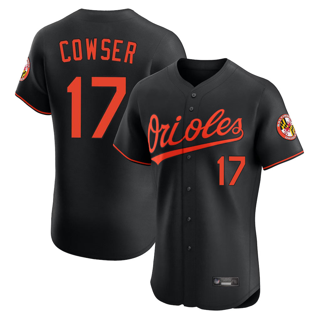 Baltimore Orioles #17 Colton Cowser Player Black AmberGomez Limited Elite Home Game Stitched Jerseys