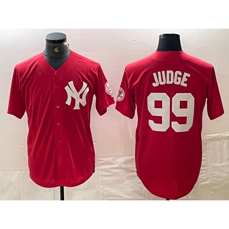 New York Yankees #99 Aaron Judge Red AmberGomez Fashion Cool Base Jersey