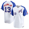 Atlanta Braves #13 Ronald Acu?a Jr. White AmberGomez City Connect Limited Player Jersey