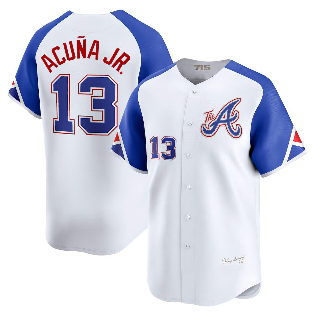 Atlanta Braves #13 Ronald Acu?a Jr. White AmberGomez City Connect Limited Player Jersey