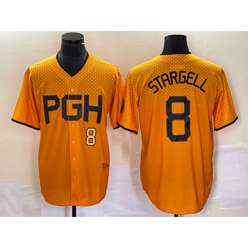 Pittsburgh Pirates #8 Willie Stargell Number Gold AmberGomez 2023 City Connect Stitched Jersey
