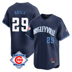 Chicago Cubs #29 Michael Busch Player Navy AmberGomez City Connect 150th Anniversary Limited Home Stitched Jerseys