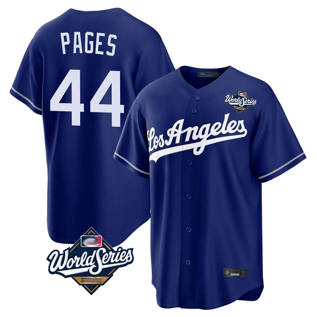 Los Angeles Dodgers #44 Andy Pages Player Royal AmberGomez World Series Game Stitched Jerseys