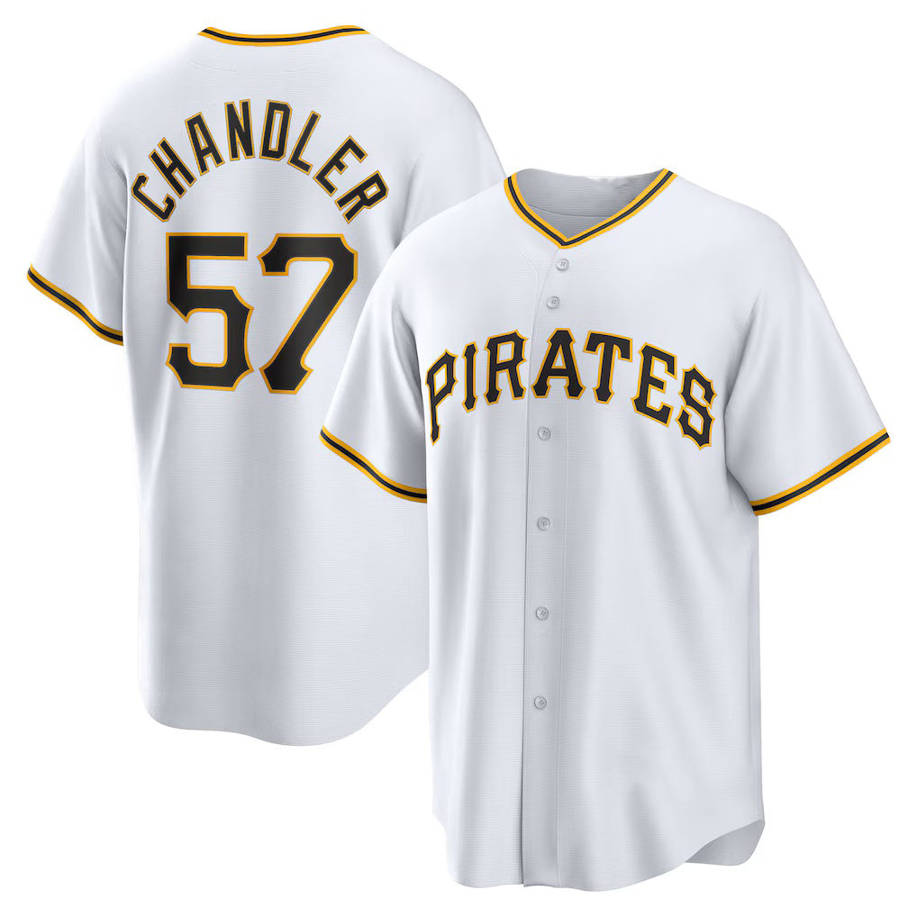 Pittsburgh Pirates #57 Bubba Chandler White AmberGomez Home Replica Jersey