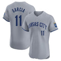 Kansas City Royals #11 Maikel Garcia Player Gray AmberGomez Limited Elite Home Stitched Jerseys