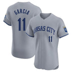 Kansas City Royals #11 Maikel Garcia Player Gray AmberGomez Limited Elite Home Stitched Jerseys