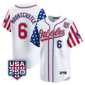 Baltimore Orioles #6 Ryan Mountcastle Player White AmberGomez USA 250 Independence Day Vapor Premier Home Game Stitched Jerseys