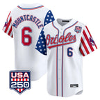 Baltimore Orioles #6 Ryan Mountcastle Player White AmberGomez USA 250 Independence Day Vapor Premier Home Game Stitched Jerseys
