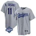 Los Angeles Dodgers #11 Roki Sasaki Player Gray AmberGomez World Series Meet Game Stitched Jerseys