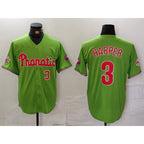 Philadelphia Phillies #3 Bryce Harper Number Green AmberGomez With Patch Stitched Cool Base Jersey