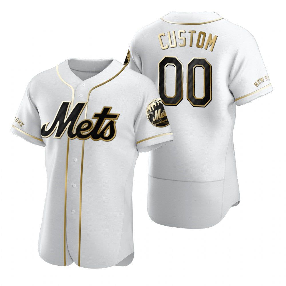 Custom New York Mets White AmberGomez Stitched Flex Base Golden Edition Jersey