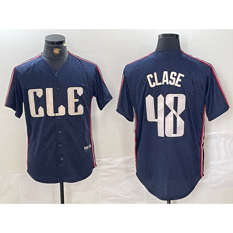 Cleveland Guardians #48 Emmanuel Clase Navy AmberGomez 2024 City Connect Limited Stitched Jersey