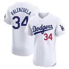 Los Angeles Dodgers #34 Fernando Valenzuela Player White AmberGomez Limited Elite Home Stitched Jerseys