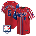 Baltimore Orioles #6 Ryan Mountcastle Player Red AmberGomez USA 250 Independence Day Vapor Premier Limited Home Game Stitched Jerseys