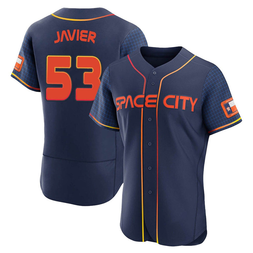 Houston Astros #53 Cristian Javier Player Navy AmberGomez City Connect Limited Elite Home Stitched Jerseys