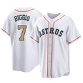 Houston Astros #7 Craig Biggio Player Gold AmberGomez Collection Game Home Stitched Jerseys