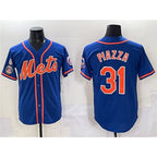 New York Mets #31 Mike Piazza Blue AmberGomez With Patch Cool Base Stitched Jersey