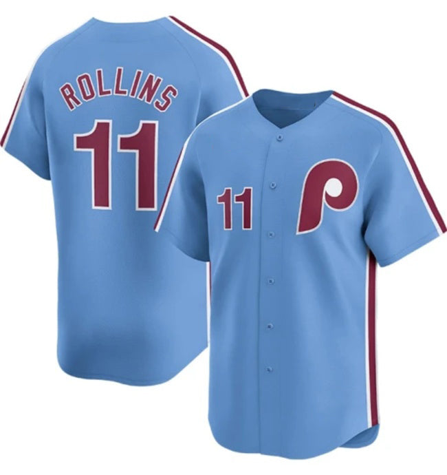 Philadelphia Phillies #11 Jimmy Rollins Light Blue AmberGomez Alternate Limited Stitched Jersey