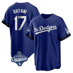 Los Angeles Dodgers #17 Shohei Ohtani Player Royal AmberGomez World Series Meet City Connect Home Game Stitched Jerseys