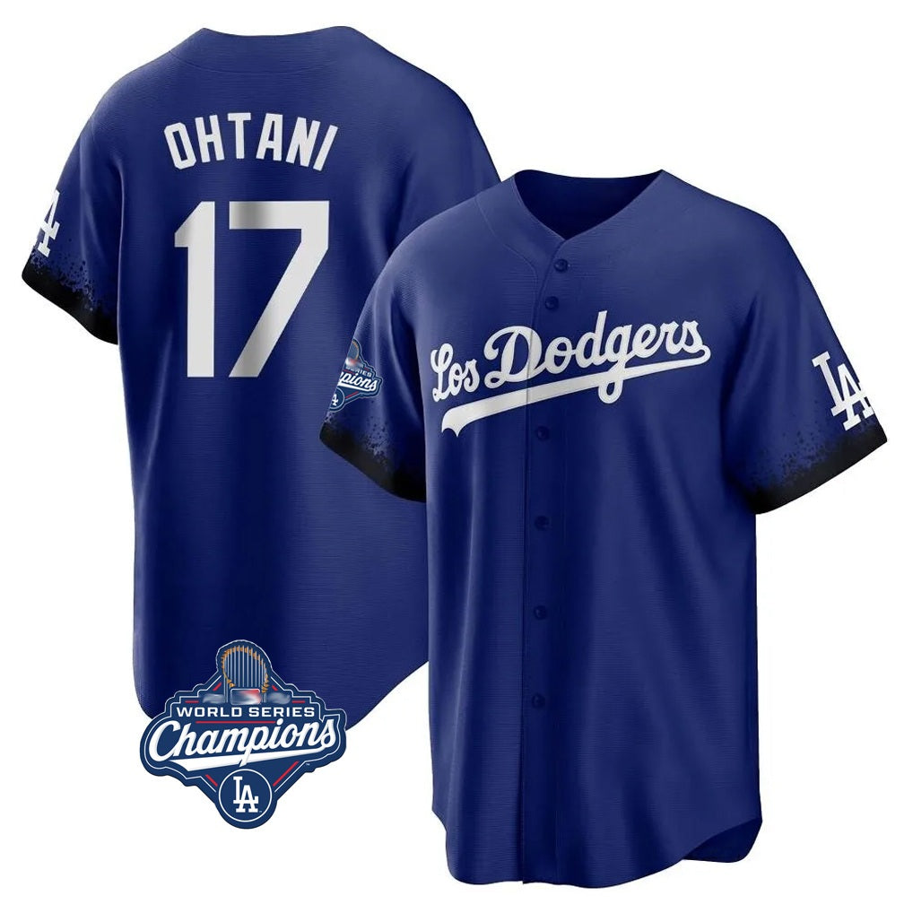 Los Angeles Dodgers #17 Shohei Ohtani Player Royal AmberGomez World Series Meet City Connect Home Game Stitched Jerseys