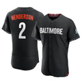 Baltimore Orioles #2 Gunnar Henderson Player Black AmberGomez City Connect Limited Elite Home Game Stitched Jerseys