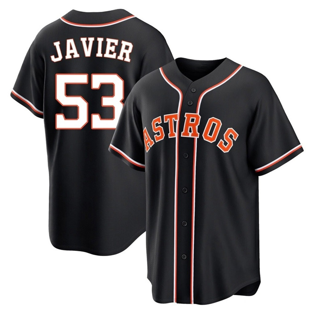 Houston Astros #53 Cristian Javier Player Black AmberGomez Fashion Out Home Game Stitched Jerseys