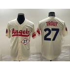 Los Angeles Angels #27 Mike Trout Number Cream AmberGomez 2022 City Connect Cool Base Stitched Jersey