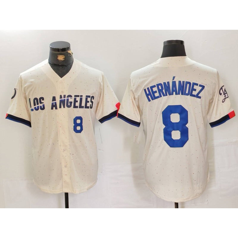 Los Angeles Dodgers #8 Kike Hernandez Number Cream AmberGomez 2024 City Connect Limited Stitched Jersey 2