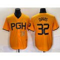 Pittsburgh Pirates #32 Henry Davis Number Yellow AmberGomez 2023 City Connect Stitched Jersey 3