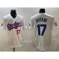 Los Angeles Dodgers #17 Shohei Ohtani White AmberGomez With American Flag Patch Limited Stitched Jersey