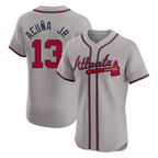 Atlanta Braves #13 Ronald Acuna Jr Player Gray AmberGomez Limited Elite Home Game Stitched Jerseys