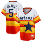 Houston Astros #5 Jeff Bagwell White AmberGomez Home Cooperstown Collection Player Jersey