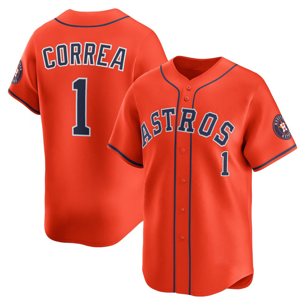 Houston Astros #1 Carlos Correa Orange AmberGomez Alternate Limited Player Jersey