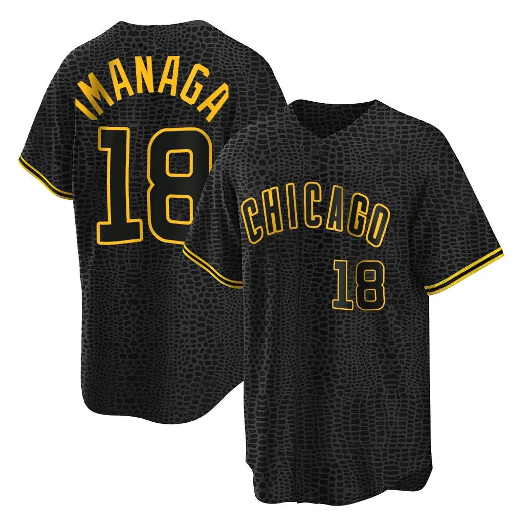 Chicago Cubs #18 Shota Imanaga Player Black AmberGomez Snake Skin City Game Stitched Jerseys