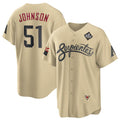 Arizona Diamondbacks #51 Randy Johnson Gold AmberGomez 2023 World Series City Connect Cool Base Stitched Jersey