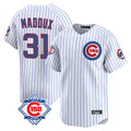 Chicago Cubs #31 Greg Maddux Player White AmberGomez 150th Anniversary Limited Home Game Stitched Jerseys