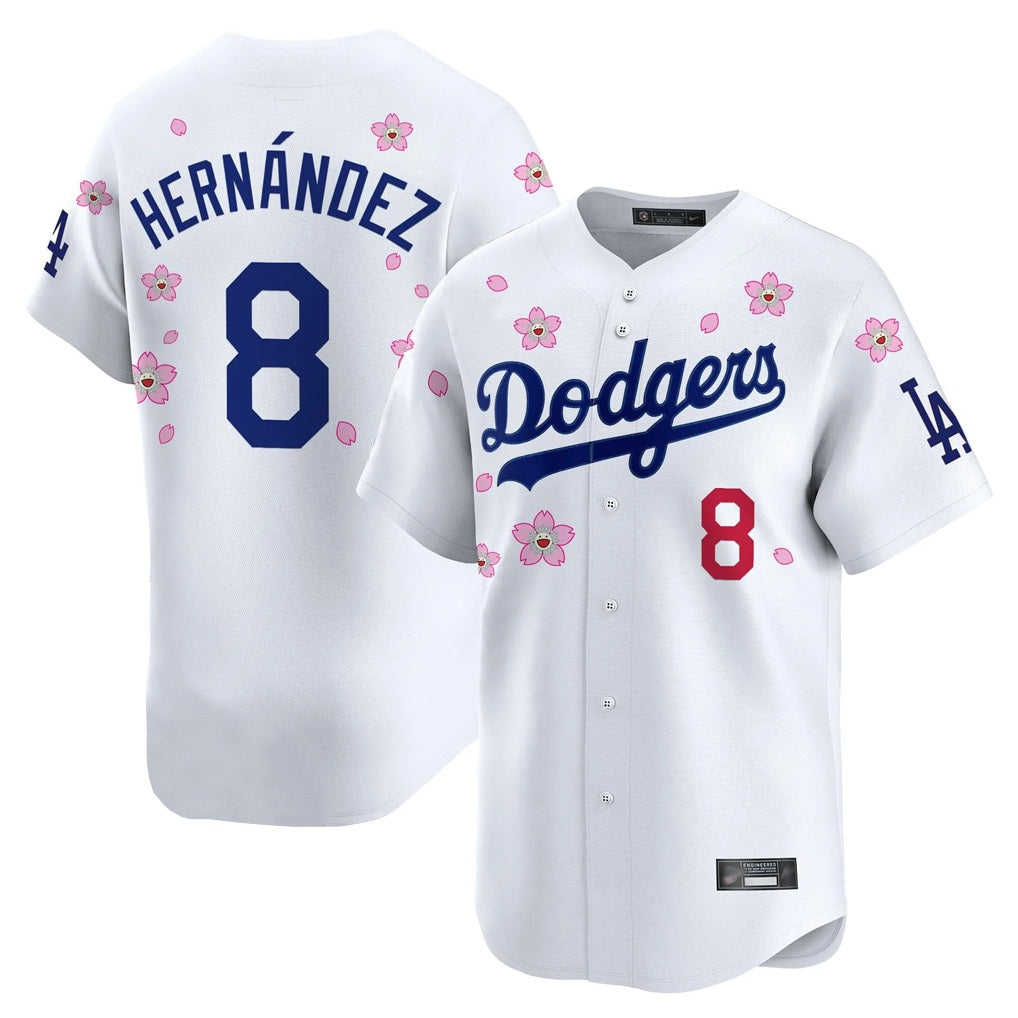 Los Angeles Dodgers #8 Enrique Hern¨¢ndez Player White AmberGomez Tokyo Series Vapor Premier Limited Stitched Jerseys