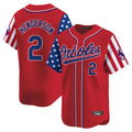Baltimore Orioles #2 Gunnar Henderson Player Red AmberGomez Independence Day Vapor Premier Limited Home Game Stitched Jerseys